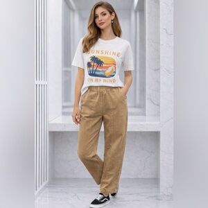 Doe & Rae Corduroy Stretch Waist Pants NWOT